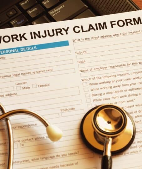 Claim form for an injury at work