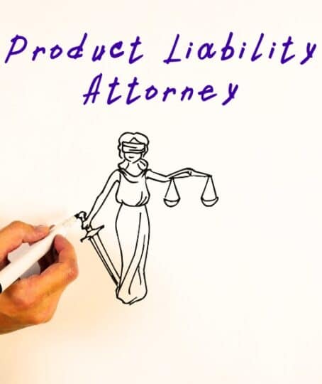 Juridical concept meaning Product Liability Attorney with sign on the piece of paper.