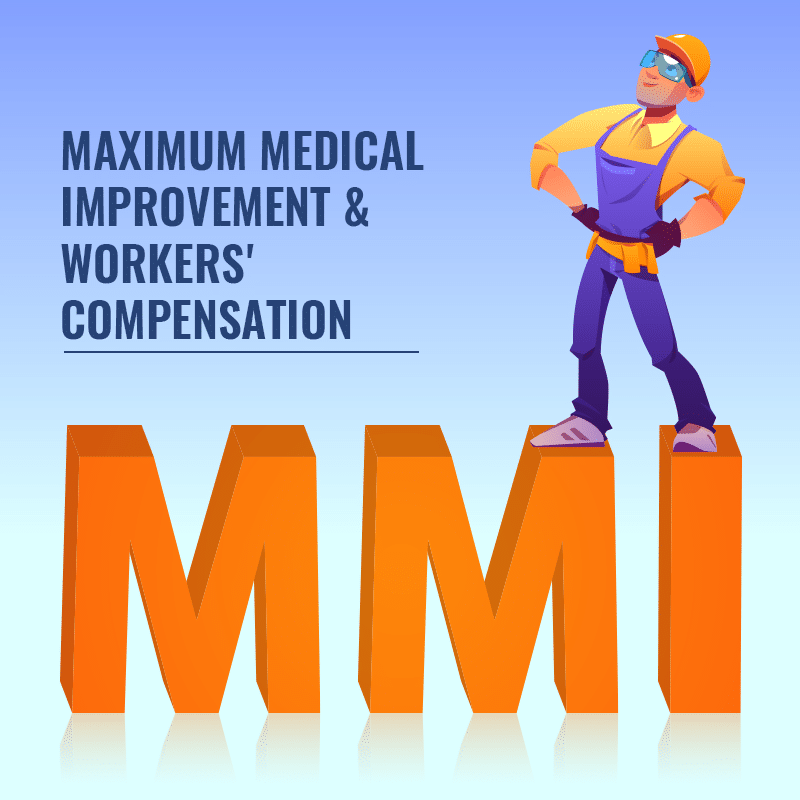 Graphic illustrating Maximum Medical Improvement relating to workers\&#039; compensation.
