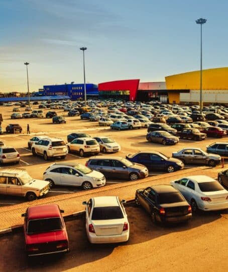 Car parking in the supermarket complex. Who's At Fault in a Parking Lot Accident Involving a Pedestrian?