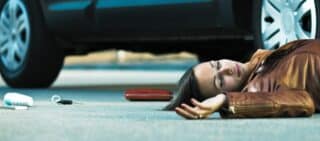 Injured pedestrian in a car accident.