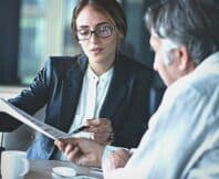 lawyer giving free answers to legal questions to a client