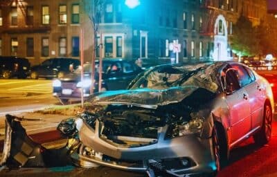 Car crash at night. Concept of What Does a Bloomington Car Accident Lawyer Do